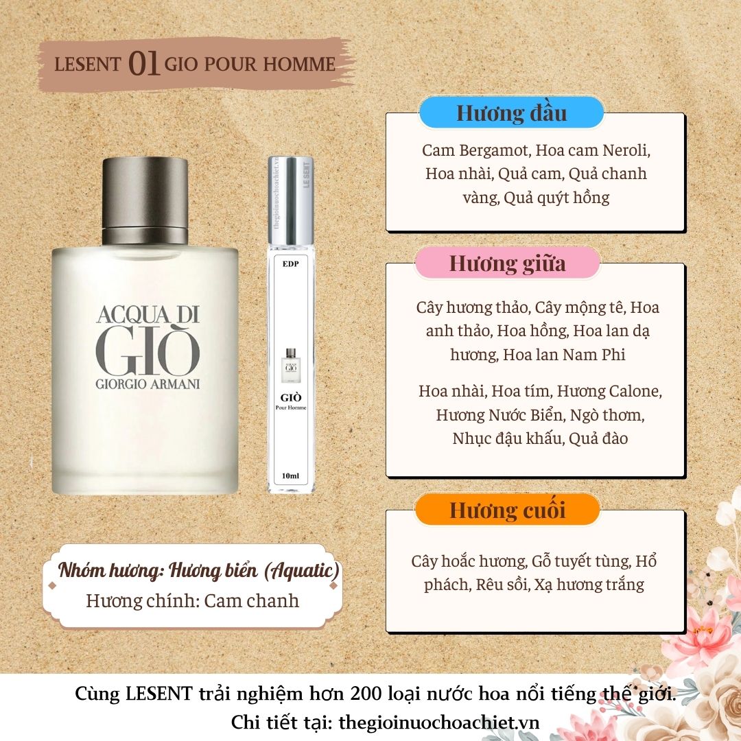 Nước hoa chiết 10ml Gio Pour Homme