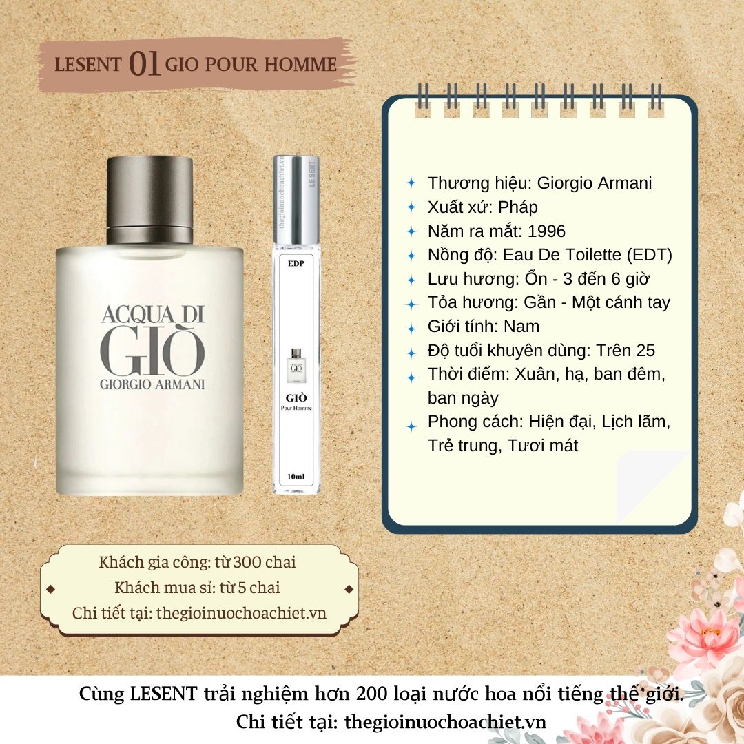 Nước hoa chiết 10ml Gio Pour Homme